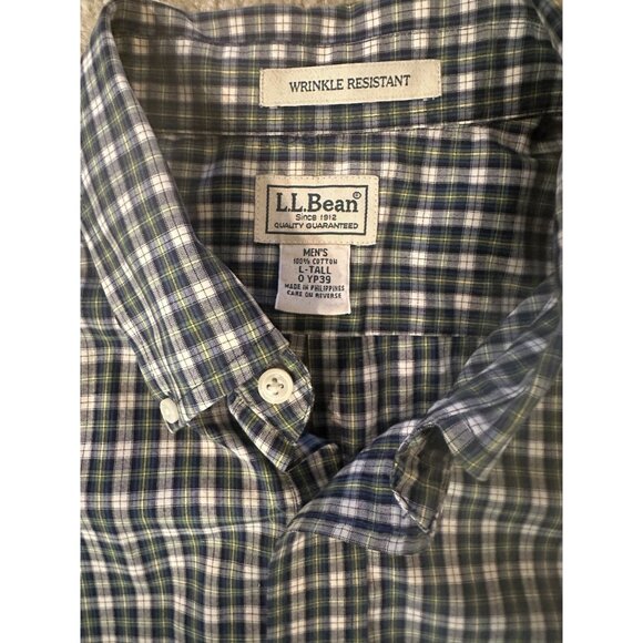 LL Bean Shirt Men’s Size L-Tall Long Sleeve Button Up Plaid Wrinkle Resistant - Picture 2 of 5